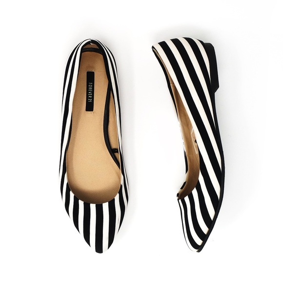 Forever 21 Shoes - Forever 21 | Striped black & white ballet flats